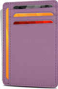 Slim Minimalist RFID Leather Wallet, Front Pocket Card Holder, Baby Pink by OakLeathers