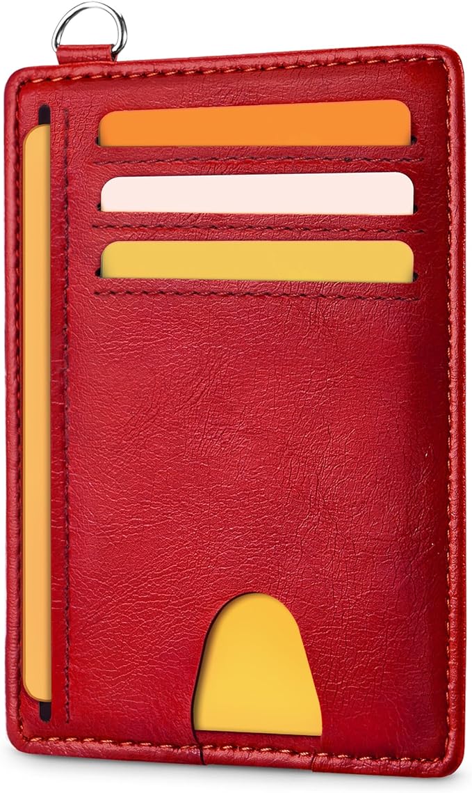 Mayski Slim Wallet, Credit Card Holder for Women, Minimalist Front Pocket RFID Blocking Card Cases, Small Wallet Women Men(Oiled Wax Cherry) by SLIMELEGANCEPERSONIFIED