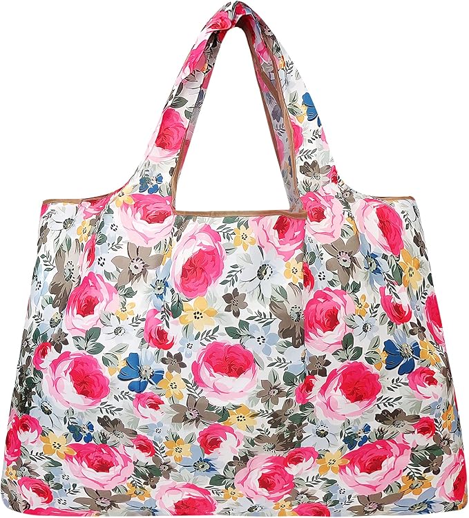 allydrew Large Foldable Tote Nylon Reusable Grocery Bags, Easter Floral - Image 3