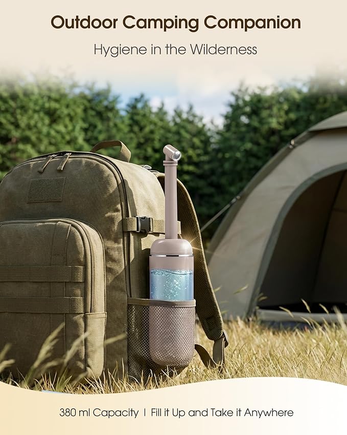 Portable Bidet for Travel & Camping - Manual Squeeze Peri Bottle Handheld | 3 Leak-Proof Seals | BPA-Free | Feminine Hygiene Care | Postpartum | Extendable Sprayer with Nozzle | for Men&Women-Khaki - Image 4