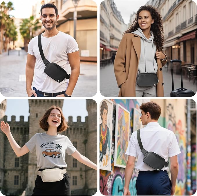 Anti Theft Fanny Pack 2L Belt Bag Crossbody Bag for Women Men Rfid Blocking Sling Waist Bags for Travel, Black - Image 7