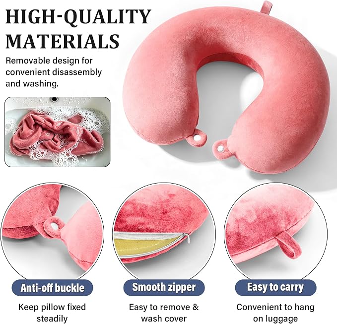 2 Packs Travel Neck Pillow Cover, Reusable U Shaped Washable Cover (Dark Blue Pink) - Image 3