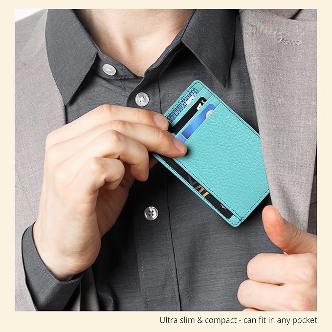 Slim Minimalist Leather Wallet RFID Blocking Front Pocket Card Holder - Image 6
