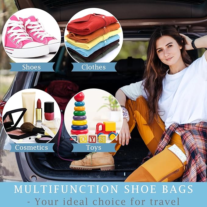 18 Pack Shoe Bags for Travel, Clear Travel Shoe Bags for Packing Colorful | Large Waterproof Portable Travel Shoe Storage Bag Travel Essentials Women for and Men - Image 6