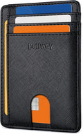 Buffway Slim Minimalist Front Pocket RFID Blocking Leather Wallets for Men and Women - Cross Black by Buffway