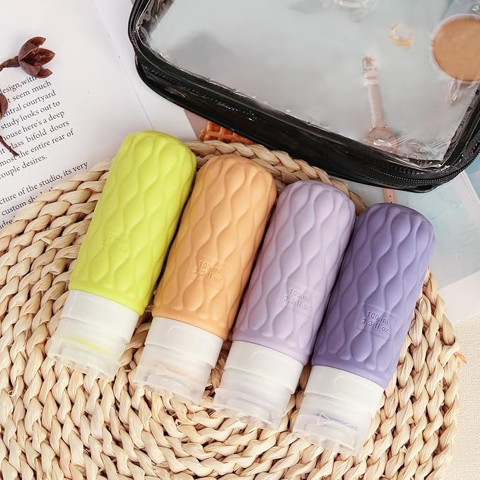 3.4oz Silicone Travel Bottles for Toiletries Refillable Liquid Accessories | for Shampoo and Conditioner, TSA Approved Leakproof Squeeze Bottles Travel-friendly with Labels/Clear Bag - Image 5