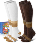 Thick Soft Cotton Compression Socks | 2 Pairs 15-20mmHg Cushioned Soft Breathable Comfortable Knee High Compression Socks for Women Men, Pregnancy Travel Nurse by Lalapapa