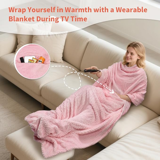 Tirrinia Travel Blanket Compact with Bag, Soft Lightweight Wearable Blanket with Foot Pockets, Airplane Travel Essential Gift - Image 3