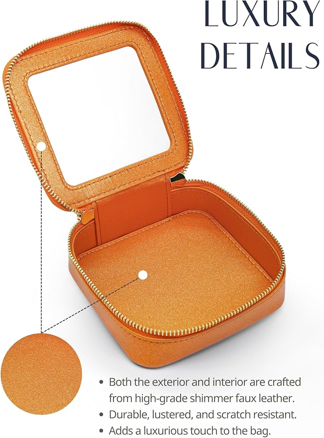 Clear Makeup Bag with Zipper Small Travel Cosmetic Case Orange Mini Pouch for Purse Accessories Car Storgae Essentials Bag Purse Pouch Organizer Compact Small Clear Toiletry Bag for Traveling - Image 5