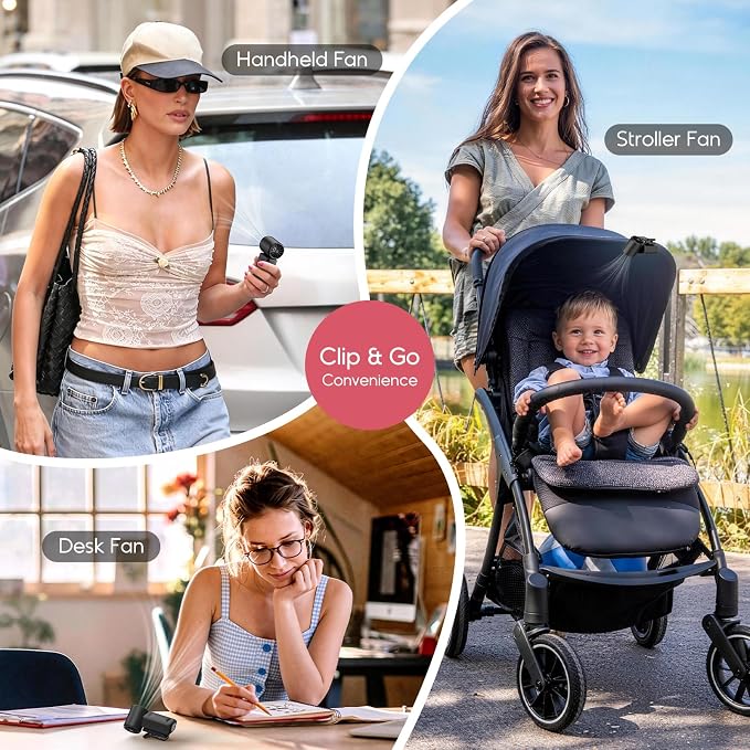 Clip-On Portable Fan for Strollers, 13500RPM Mini Handheld Turbo Travel Fan | Rechargeable 360° Rotatable, LED Display, 4 Gear High Speed Turbo, Travel Cruise Concert Office Makeup Ideal, Women Men Gifts - Image 3