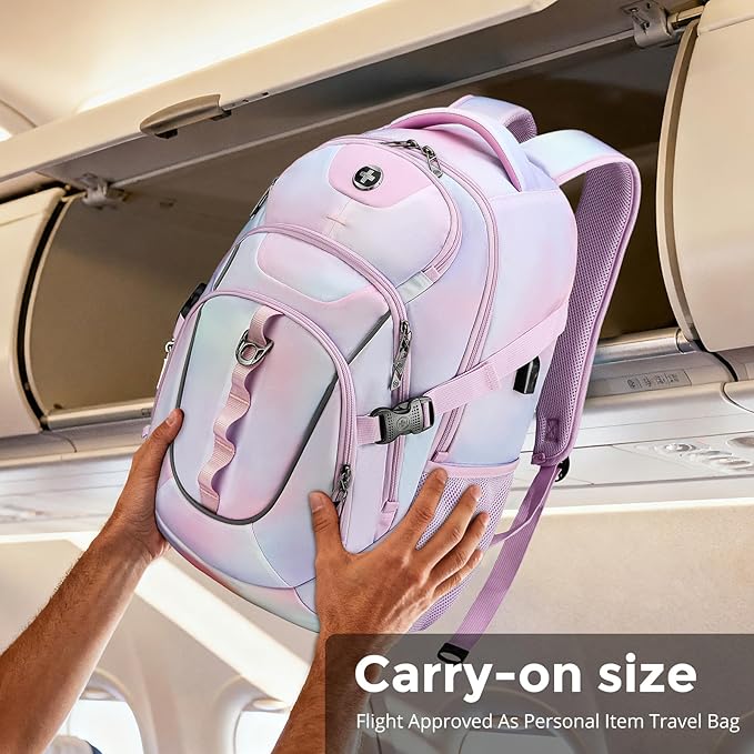 Swissdigital Laptop Backpack, Pink Purple, Travel Backpack, SD803-104 | USB Charging Port, Travel Backpack, 31l Capacity, Backpack for Women - Image 3