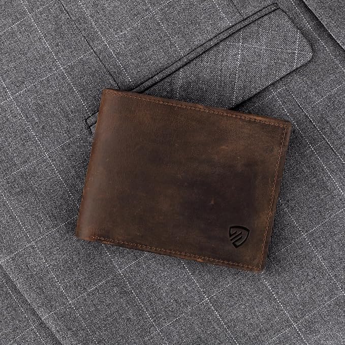 RUNBOX Wallet for Men|Slim Bifold Rfid Blocking Leather Wallet|Front Pocket | Genuine Leather,Handmade,8 Card Slots,ID Window,Money Pocket,Coin Pocket, Gift for Men,Minimalist Compact - Image 8