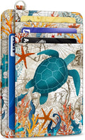 Yonlevres Sea Turtle Credit Card Holder Slim RFID Wallet Women Small Travel | Front Pocket, Handy, RFID Blocking, Woman Girls Ladies Gifts, D-ring for Keychain, Cute Thin Card Case, ID Window, PU Leather by Yonlevres