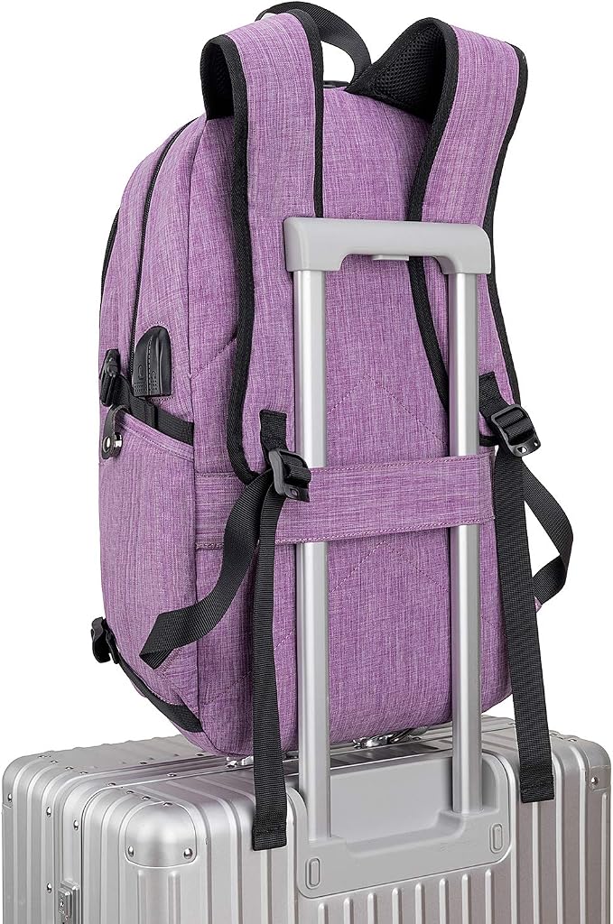 Tzowla Travel Laptop Backpack Water Resistant Anti-Theft Bag with Giant Tumbler Holder Pocket and Lock 15.6 Inch Computer Business Backpacks for Women Men Work College Gift,Casual Daypack(Purple) - Image 7