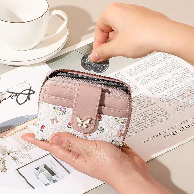 Small Wallet for Women Rfid Bifold Leather Card Holder Wallet With Zipper Pocket - Image 6