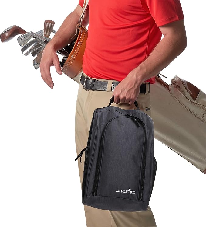 Athletico Golf Shoe Bag - Zippered Shoe Carrier Bags With Ventilation & Outside Pocket for Socks, Tees, etc. (Gray) - Image 4