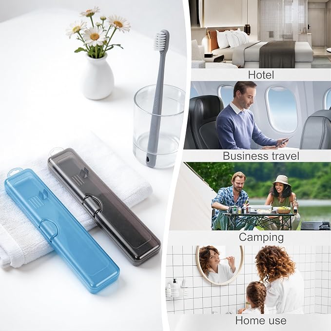 Travel Toothbrush Holder (24pcs, Yellow,Gray,Blue,Green) | Portable Travel Toothbrush Case Carries Toothbrushes and Toothpaste, Suitable for Travel, Home, And School - Image 4