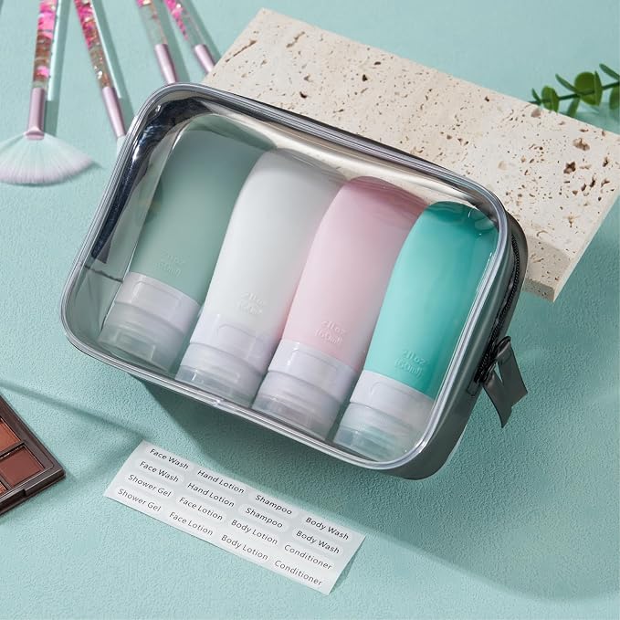 INSFIT Travel Bottles for Toiletries, TSA Approved 3oz Travel Size Containers, BPA Free Leak Proof Squeezable Silicone Tubes for Shampoo Conditioner Lotion Body Wash with Labels - Image 7