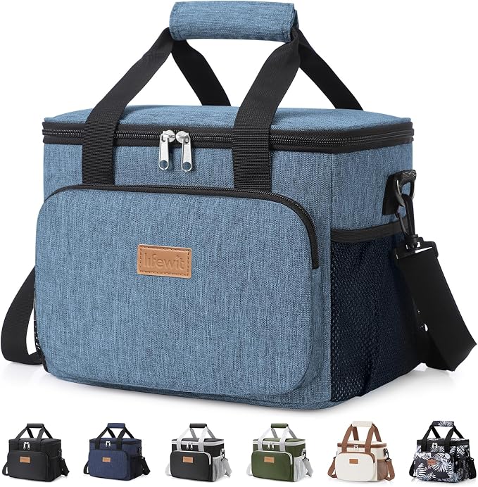 Lifewit Medium Lunch Bag, Insulated Lunch Box, Soft Cooler Cooling Tote for Adult Men Women, Light Blue 12-Can (9L) by Lifewit