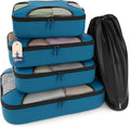 Shacke 5 Set Packing Cubes for Travel with Laundry Bag (Gentlemen's Blue) | Suitcase Organizer Bags Set: 4 Water-Resistant Luggage Cubes, XL to Small, + Laundry Bag for Carry-On or Checked by Shacke