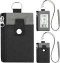 Minimalist RFID Blocking Wallet with 2 Zip Pockets and Lanyard, Water Resistant ID Case with Key Ring and Cards Badge Holder, Coin Purse Pouch for Men and Women Travel Sports -BK+GR by Unknown