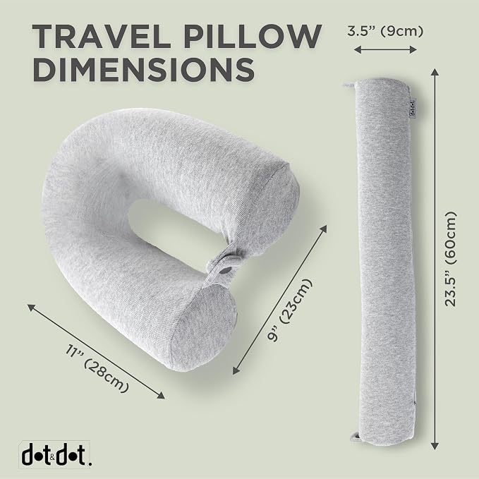 Dot&Dot Twist Memory Foam Kids Travel Pillow, Bendable Neck Pillow for Airplane, Car and Home, 23-Inch Adjustable Roll with Washable Cotton Cover - Image 5