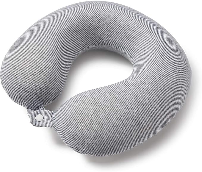 Bucky Jersey Stripe Travel Comfort, Travel Accessories, Memory Foam Neck Pillow, Gray Stripe, One Size by Bucky