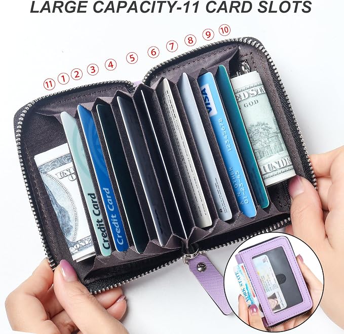 Credit Card Wallet, RFID Card Case Wallet, Zipper Card Cases Holder for Men Women, RFID Blocking, KeyChain Wallet, Compact Size Card Organizer Case for Women - Image 5