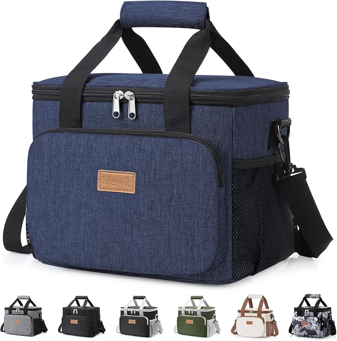 Lifewit Medium Lunch Bag, Insulated Lunch Box, Soft Cooler Cooling Tote for Adult Men Women, Dark Blue 12-Can (9L) by Lifewit