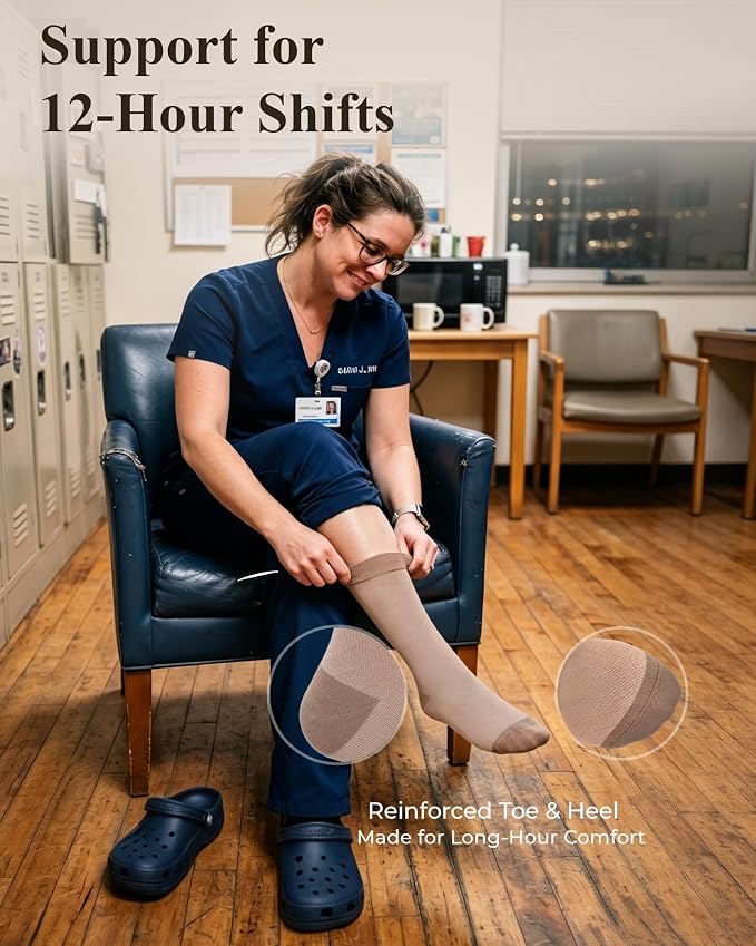 Compression Socks for Women 15-20 mmHg, Viscose from Bamboo, 3-Pair Knee High for Flying, Work & All-Day Comfort - Image 4