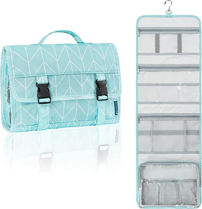 PAVILIA Travel Hanging Toiletry Bag for Women Men, Large Capacity Makeup Bag Kit, Waterproof Cosmetic Storage Organizer Case for Bathroom Shower by PAVILIA
