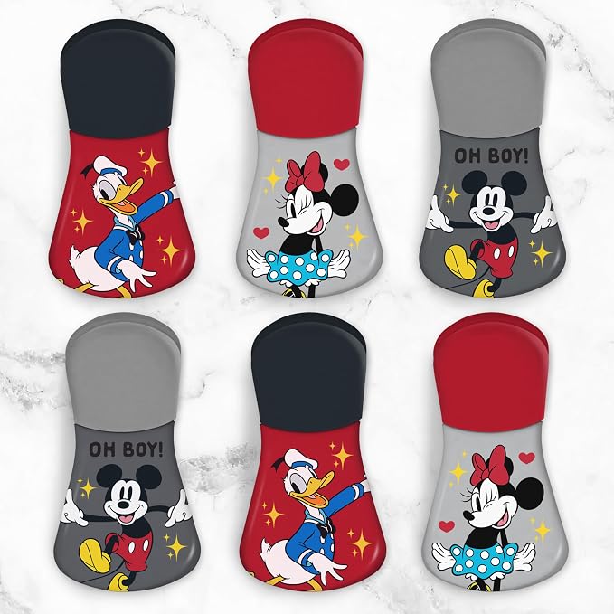 Disney Mickey & Friends Magnetic Chip Clips, Set of 6 | Airtight food storage bag clips for snack, cereal, and coffee bags, great for pantry and fridge, magnet displays kids artwork - Image 7