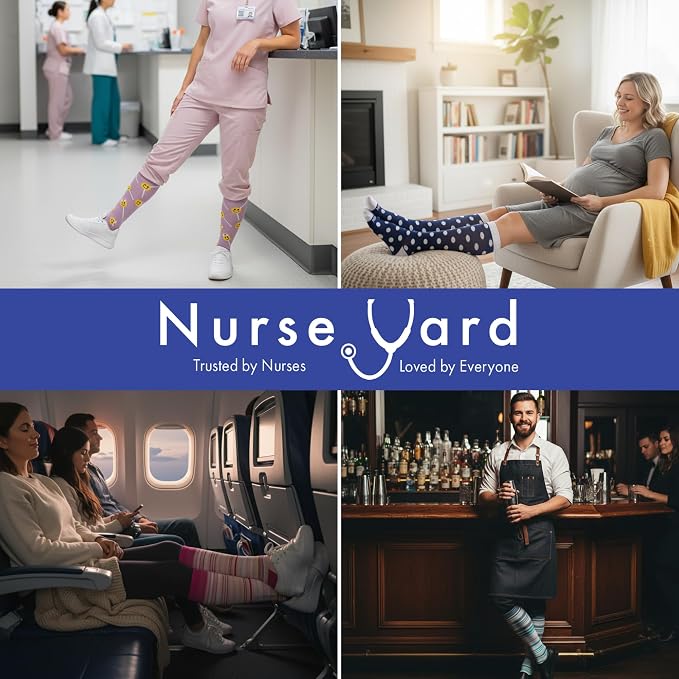 Compression Socks for Nurses - Women & Men - 20-30mmHg Graduated Compression, For Medical Staff, Athletes - 1 Pair - Image 2