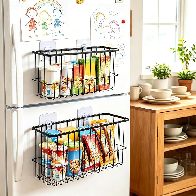2 Pack Cabinet Door Organizer, Adhesive Wall Mounted Storage Basket for Food Container & Tumbler Lids, Kitchen Storage Organizer for Inside Cabinet Doors, Pantry, Bathroom, Refrigerator & RV - Image 7