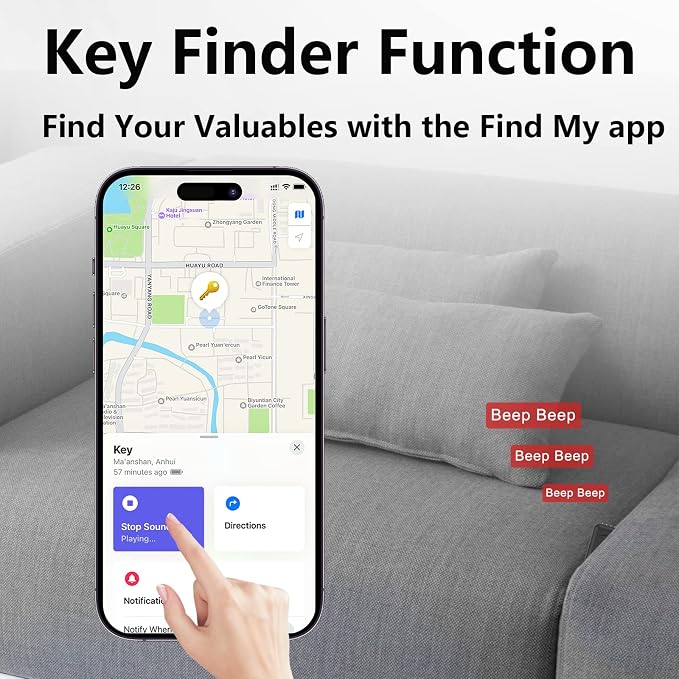 3-in-1 Personal Alarm Keychain with Apple Find My - 130dB Emergency Siren, LED Strobe Flashlight, GPS Tracker Keychain for Women, Kids, Seniors - Real-Time Location, Anti-Loss, iOS Only - Image 6