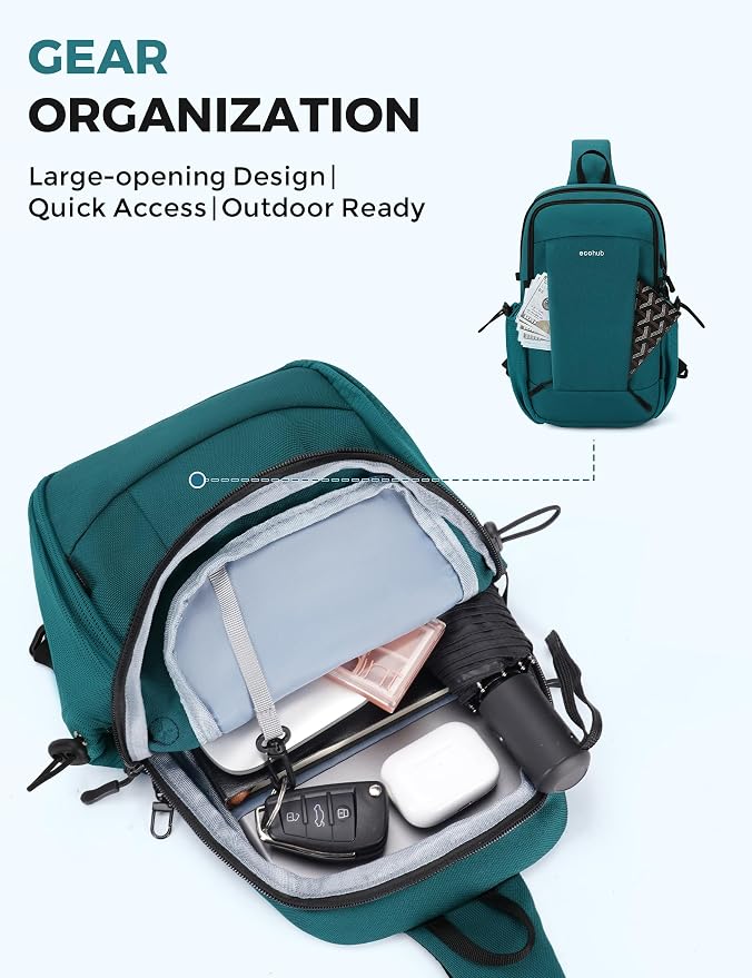 ECOHUB Anti-Theft Crossbody Bag Men Women RFID Blocking Lightweight Sling Backpack Water Resistant for Travel Hiking Outdoor - Image 6