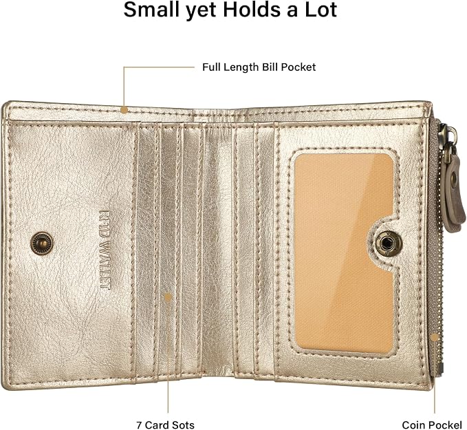 Ultra Thin Small Compact Leather Womens Girls Wallets RFID Blocking Credit Card Holder for Women - Image 4