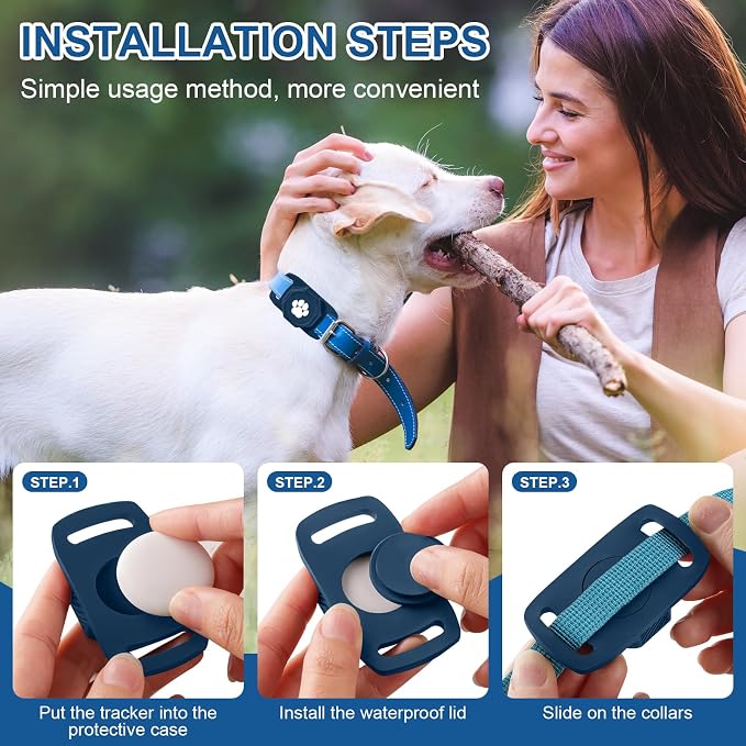 Smart Pet Tracker for Collar - Dog Tracker Pet Location Tracker with Holder | Real-Time Location, No Monthly Fee/ SIM Card, Work with Android Only (Not for IOS), Ultra-Slim, IP68 Waterproof Holder, Blue - Image 5
