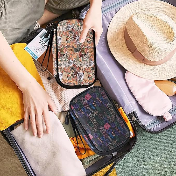 COSHAYSOO Unique Useful Travel Birthday Gifts for Women Travelers, Electronics Cord Cable Organizer Bag Case Tech Pouch Traveling Vacation Cruise Airplane Gadgets Essentials Organization, Vintage - Image 6