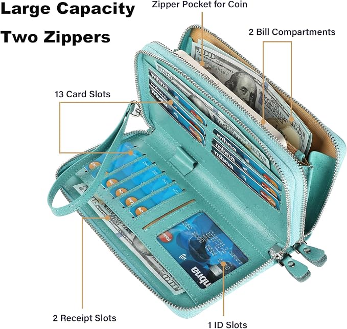 Small Compact Women Wallet RFID Blocking Genuine Leather Bifold Purse with ID Windows - Image 4