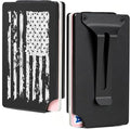 Slim Wallet for Men,RFID Blocking Minimalist Metal Wallet, Money Clip/Cash Holder, Front Pocket Aluminum Credit Card Holder, Ideal Gift for Men,Black-American USA Flag by Unknown