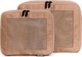 Compression Packing Cubes for Travel, 2-Pack, Mocha | Solves overpacking, 2-Piece set fits most carry-ons, 50% Space savings, Compression luggage organizer bags by Aerotrunk