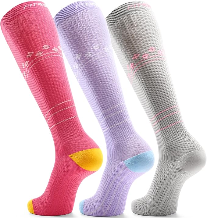 FITRELL 3 Pairs Compression Socks for Women and Men 20-30mmHg-Circulation Support Socks by FITRELL