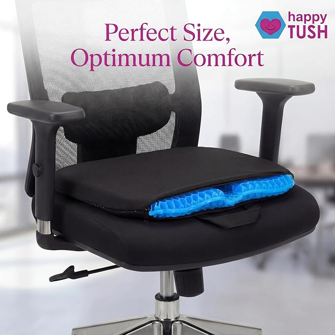 NOVA Happy Tush Extra Wide Gel Cell Seat Cushion, Double-Layer Pressure-Relief Gel, Foldable & Portable, Water-Resistant, Washable Non-Slip Cover, Home, Office & Travel - Image 2