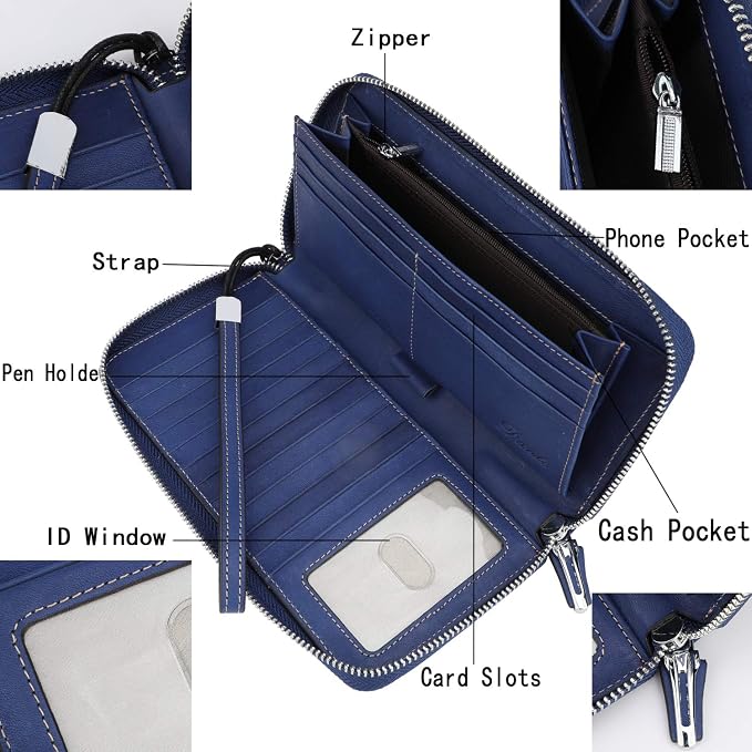 Small Compact Women Wallet RFID Blocking Genuine Leather Bifold Purse with ID Windows - Image 4