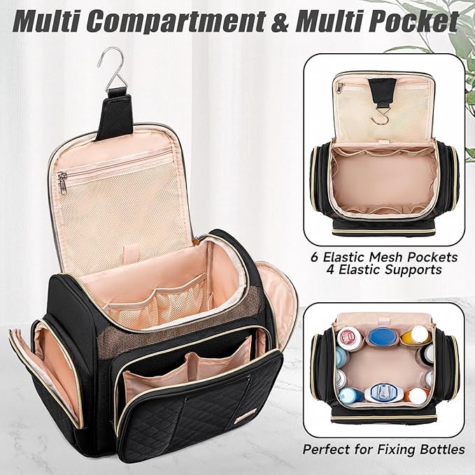 Tealari Large Toiletry Bag for Women Men,Bathroom Bag,Water Resistant Shower Bag,Makeup Bag,Portable Shower Caddy for College Dorm,Hanging Travel Toiletry Bag with Transparent Waterproof Phone Pocket - Image 5