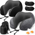 ExploreBliss Travel Pillow, 2 Pack Travel Pillows for Sleeping Airplane, Removable Cover Neck Pillow with Adjustable Clasp, Memory Foam Neck Pillow Set (Dark Grey & Black) | Travel Pillows for Airplanes, Neck Pillow Airplane, Memory Foam Neck Pillow Se... by ExploreBliss