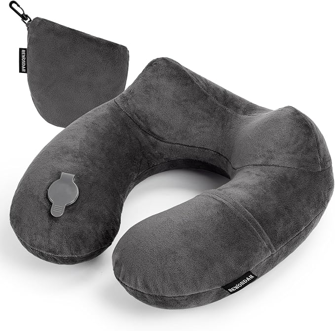 Rewondah Inflatable Travel Pillow for Sleeping Airplane - Inflatable Neck Pillow for Traveling on Plane with Washable Cover, Blow up Neck Travel Pillow for Airplanes, Cars - Portable and Comfortable by Rewondah