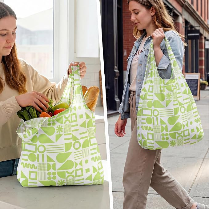 Stelle Lightweight Reusable Grocery Bag with Handles Ripstop Nylon Foldable Tote Shopping Bags for Travel and Groceries - Image 2