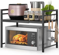 DOLALIKE Microwave Oven Rack, Expandable Microwave Stand Countertop Kitchen Utensils Tableware Storage, Carbon Steel Over Microwave Shelf Countertop with 3 Hooks | Adjustable Microwave Oven Rack Metal Storage Shelf for Pans Small Appliances Kitchen Ute... by DOLALIKE